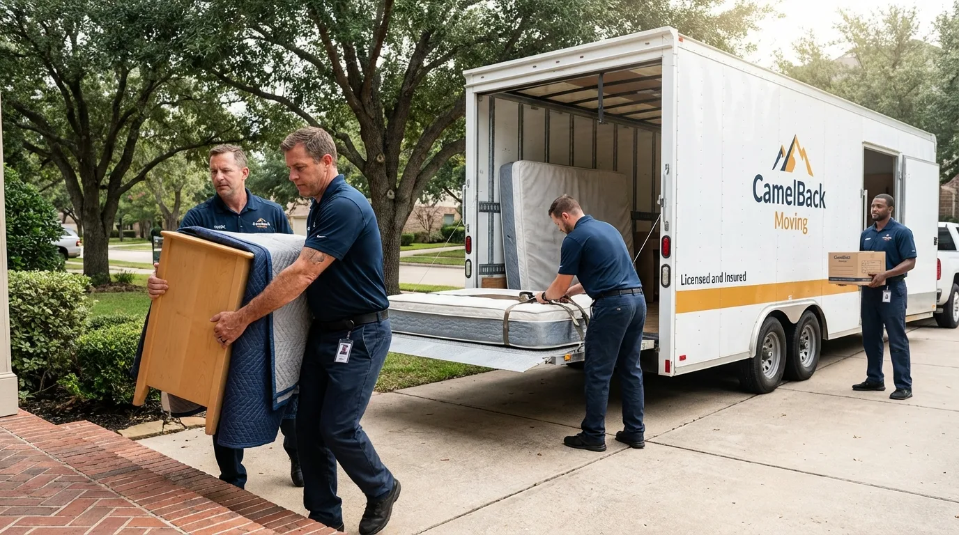 Crew loading residential truck for cross-state move from Tecumseh, MI